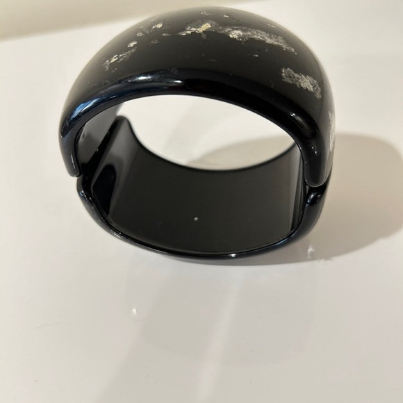 Kenneth Lane Black Lucite Plastic Bangle Bracelet Oval Vintage - Picture 5 of 11